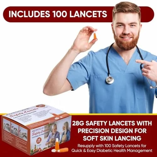Advocate Safety Lancets 28G 1.8mm | Sterile, Retractable Needle, Single-Use, 100 Count thumbnail 5