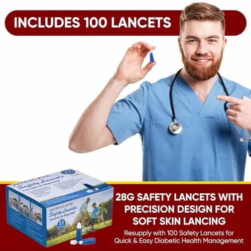 Advocate Safety Lancets 23G 2.2mm | Retractable Needle, Sterile, 100 Count thumbnail 5