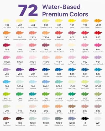 JusArt 72 Colors Acrylic Paint Markers Brush Tip, Automatic Ink Control, 1-8mm Line Size | ASTM D4236 Certified thumbnail 7
