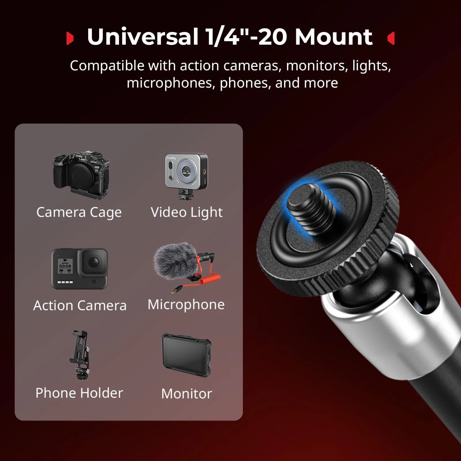 SMALLRIG 11'' Articulating Magic Arm with Phone Mount for Cameras, Lights, Monitors - view 3