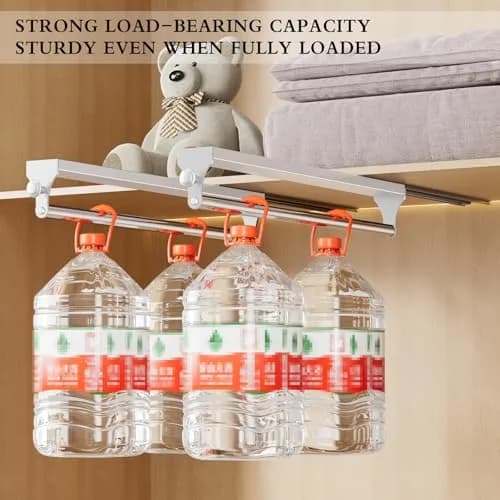 CICUFY Pull Out Closet Valet Rod White 36.7cm (14.45in) | Heavy Duty Space Aluminum Clothes Hanger Rail thumbnail 5