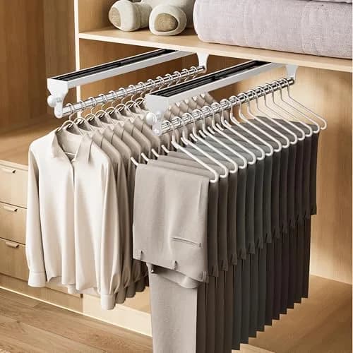 CICUFY Pull Out Closet Valet Rod White 36.7cm (14.45in) | Heavy Duty Space Aluminum Clothes Hanger Rail thumbnail 7