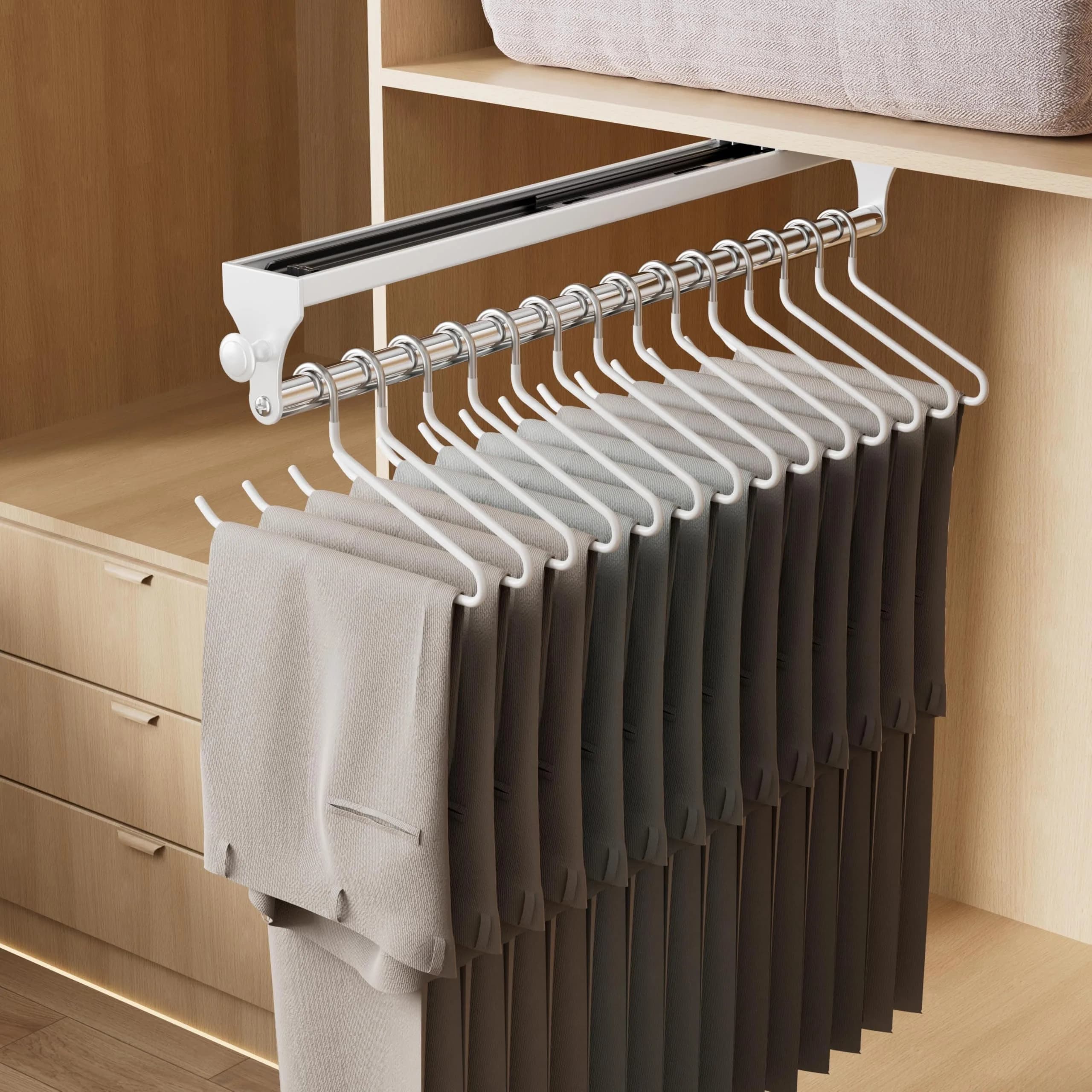 CICUFY Pull Out Closet Rod 40cm (15.7 inch) | Smooth Operation for Trousers & Coats - main product image