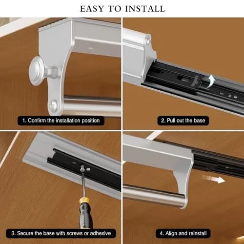 CICUFY Pull Out Closet Rod 40cm (15.7 inch) | Smooth Operation for Trousers & Coats thumbnail 6