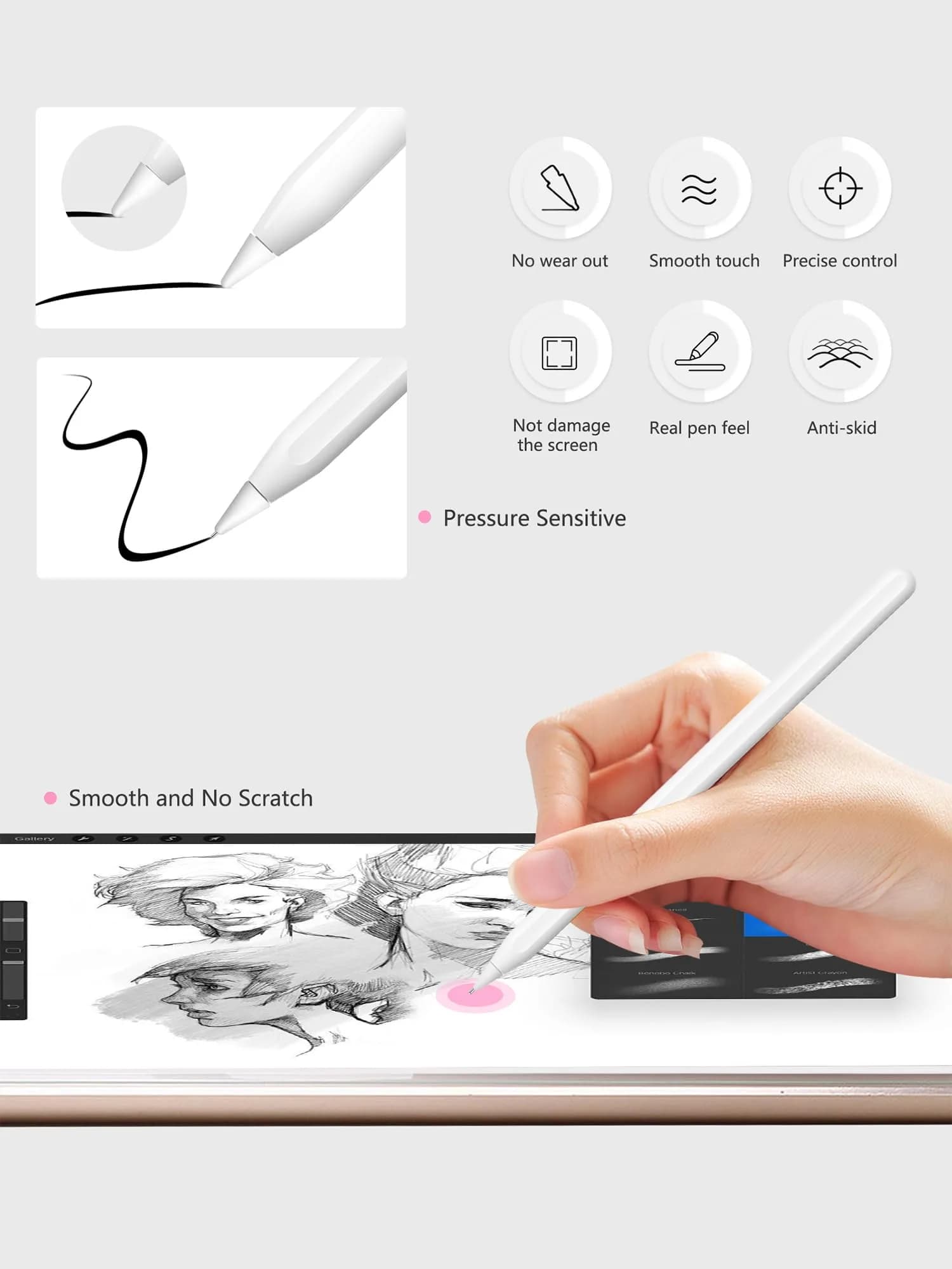 Paiholy Pink 4 Pack Pencil Tips for Apple Pencil | Precise Control Replacement Nibs (0.8mm) - view 2