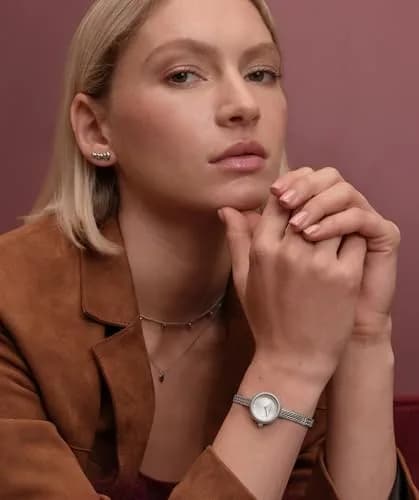 Olivia Burton Finery 20mm Women’s Quartz Watch | Silver White Sunray Dial, Mesh Strap, Water-Resistant thumbnail 3