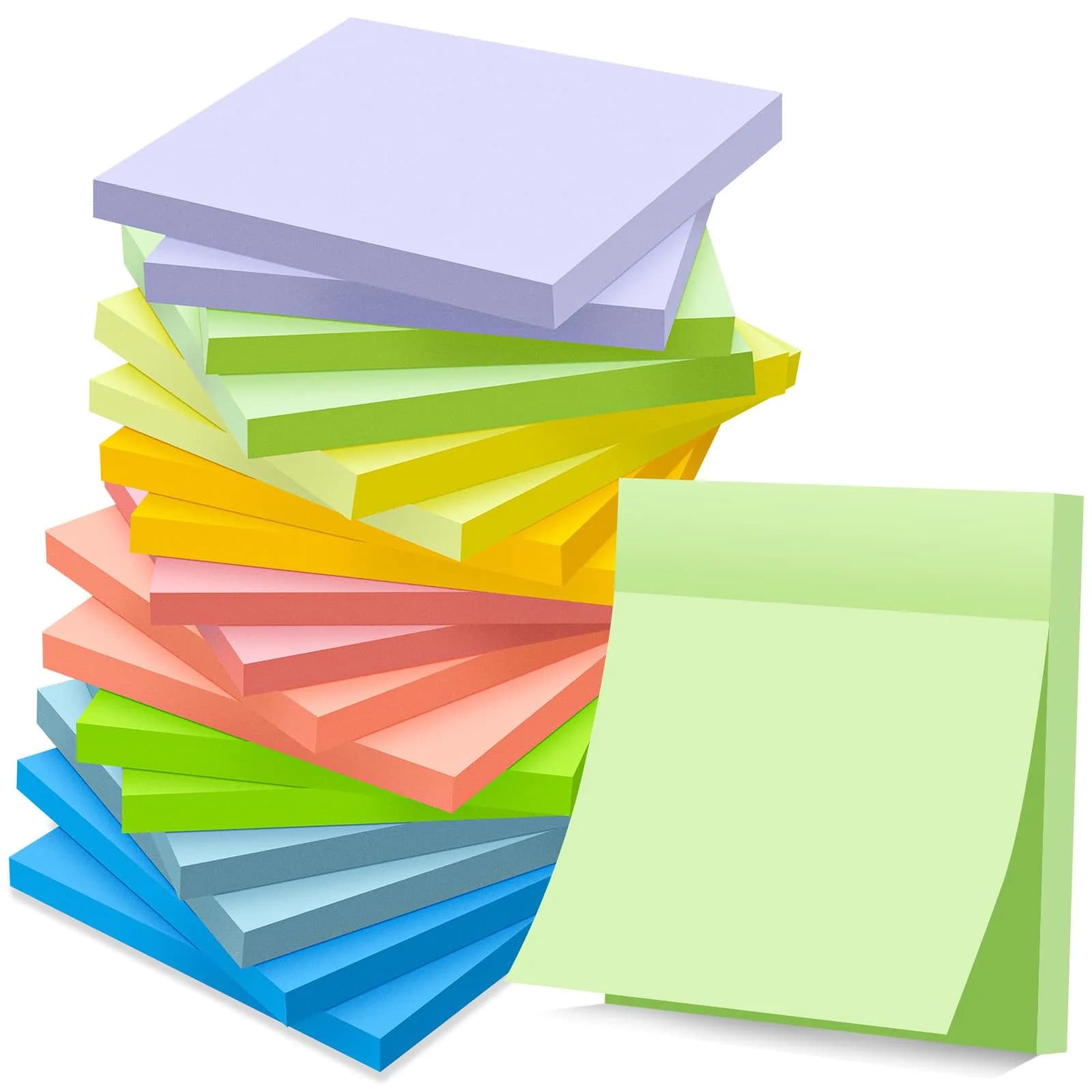 YEECOK 18-Pack Sticky Notes 3x3 inch, 9 Pastel Colors | Bulk Pack Self-Stick Note - main product image