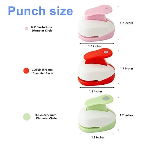 QIQQIKIN Circle Paper Punch Set - 3mm, 6mm, 9mm | 3-Piece Multicolor Set with Non-Slip Base thumbnail 2