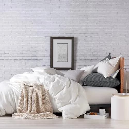 DKNY Pure Comfy Twin Duvet Cover 100% Cotton Stripe Ultrasoft Platinum | Elegant Bedding thumbnail 2