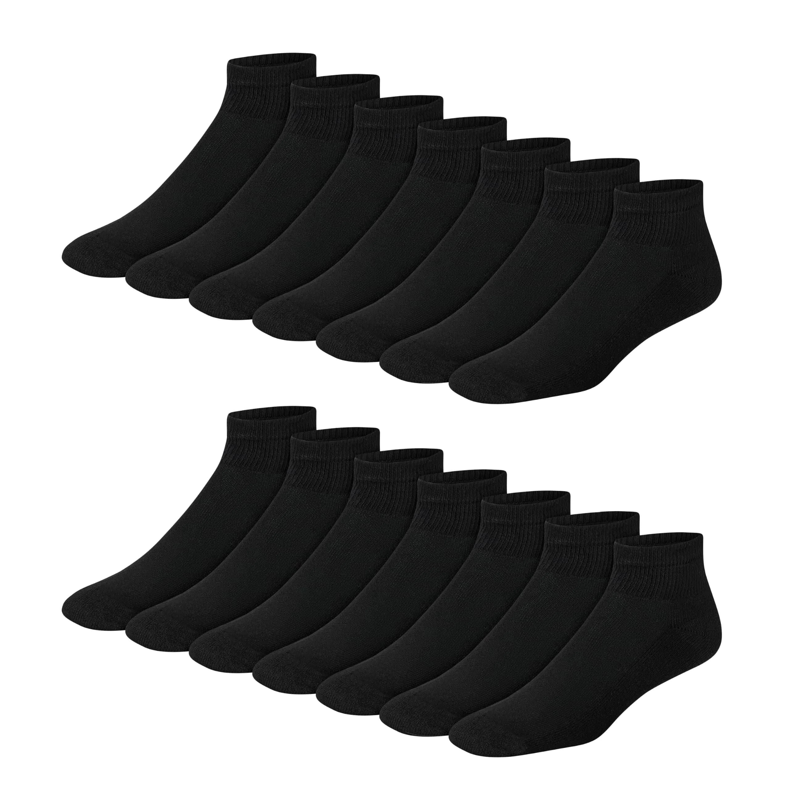 Hanes Double Tough Ankle Socks Moisture Wicking Socks 14 Pack | Durable, Cushioned & Odor-Free (70-120 chars) — Black