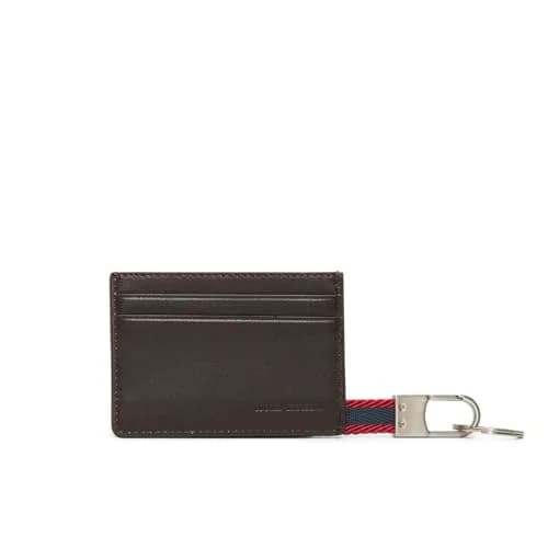 Brooks Brothers Leather Cardholder KC Box Dark Brown | Slim Cow Leather Wallet with Key Chain thumbnail 3