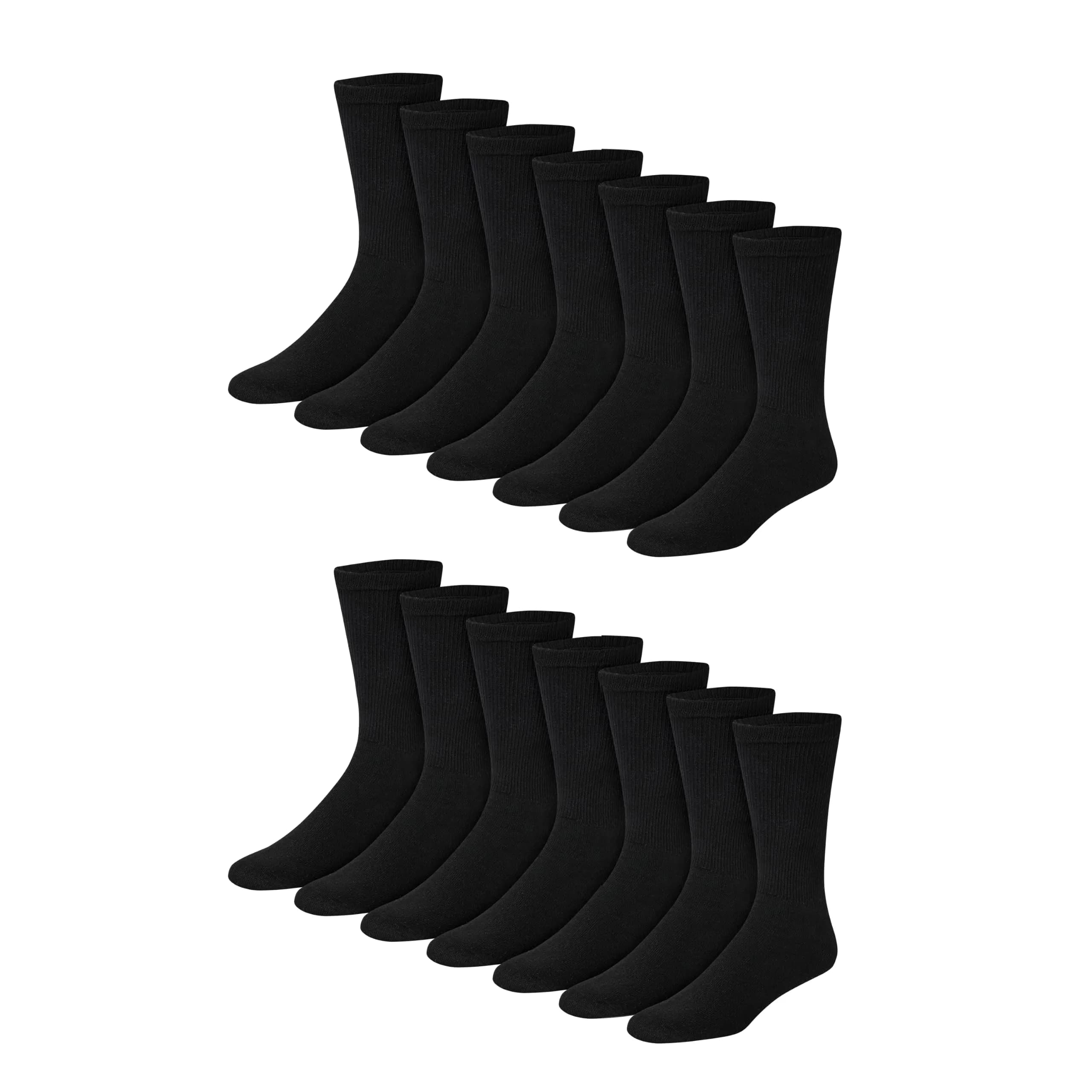 Hanes Double Tough Crew Socks Moisture Wicking, 14-Pack, Men's Shoe Sizes 12-14 — 14-Pack