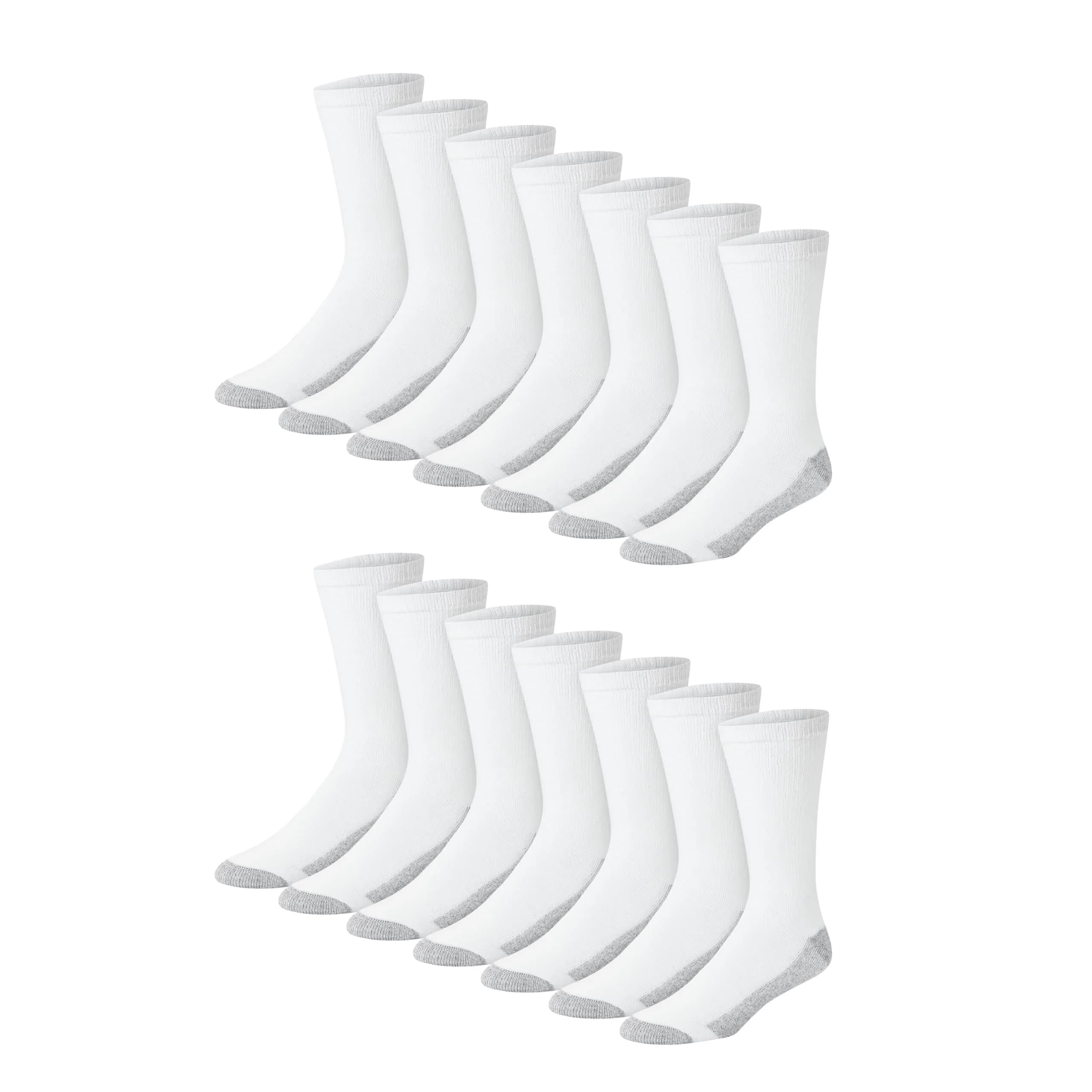 Hanes Double Tough Crew Socks 14-Pack | Moisture Wicking, Cushioned, Odor-Fighting — 14-Pack