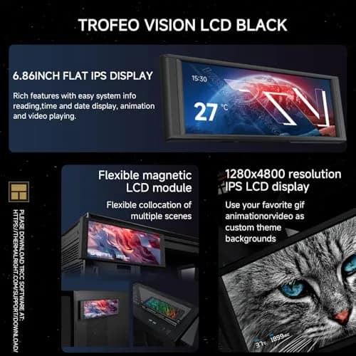 Thermalright Trofeo Vision LCD Black Edition Monitor | 6.86-inch Full-Color LCD Display with DIY Themes thumbnail 2