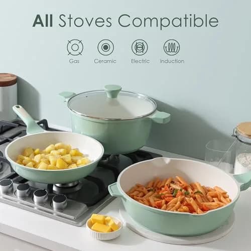 SENSARTE 13-Piece Ceramic Cookware Set with Lids & Utensils | Induction Compatible, Non-Toxic, Dishwasher Safe thumbnail 4
