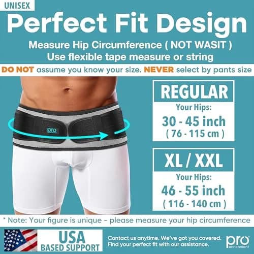 Pro Enrichment SI Joint Hip Belt for Women & Men - Gray, Regular (44 inch / 111.76 cm Belt Length, 4 inch / 10.16 cm Belt Width) | USA Patented Support for Hip & Lower Back Pain thumbnail 4