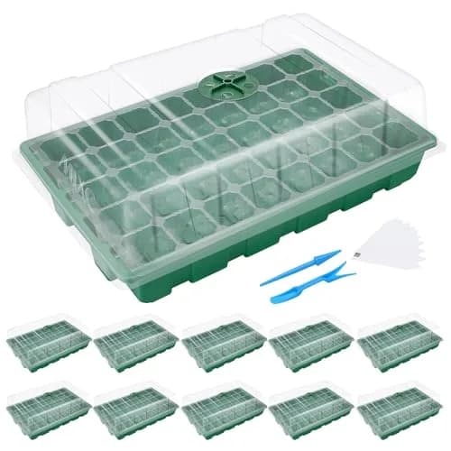 MIXC Green 10-Pack Seed Starter Tray with 400 Cells | 14.6"x 9.84"x 5.1" Seedling Greenhouse Grow Kit thumbnail 1