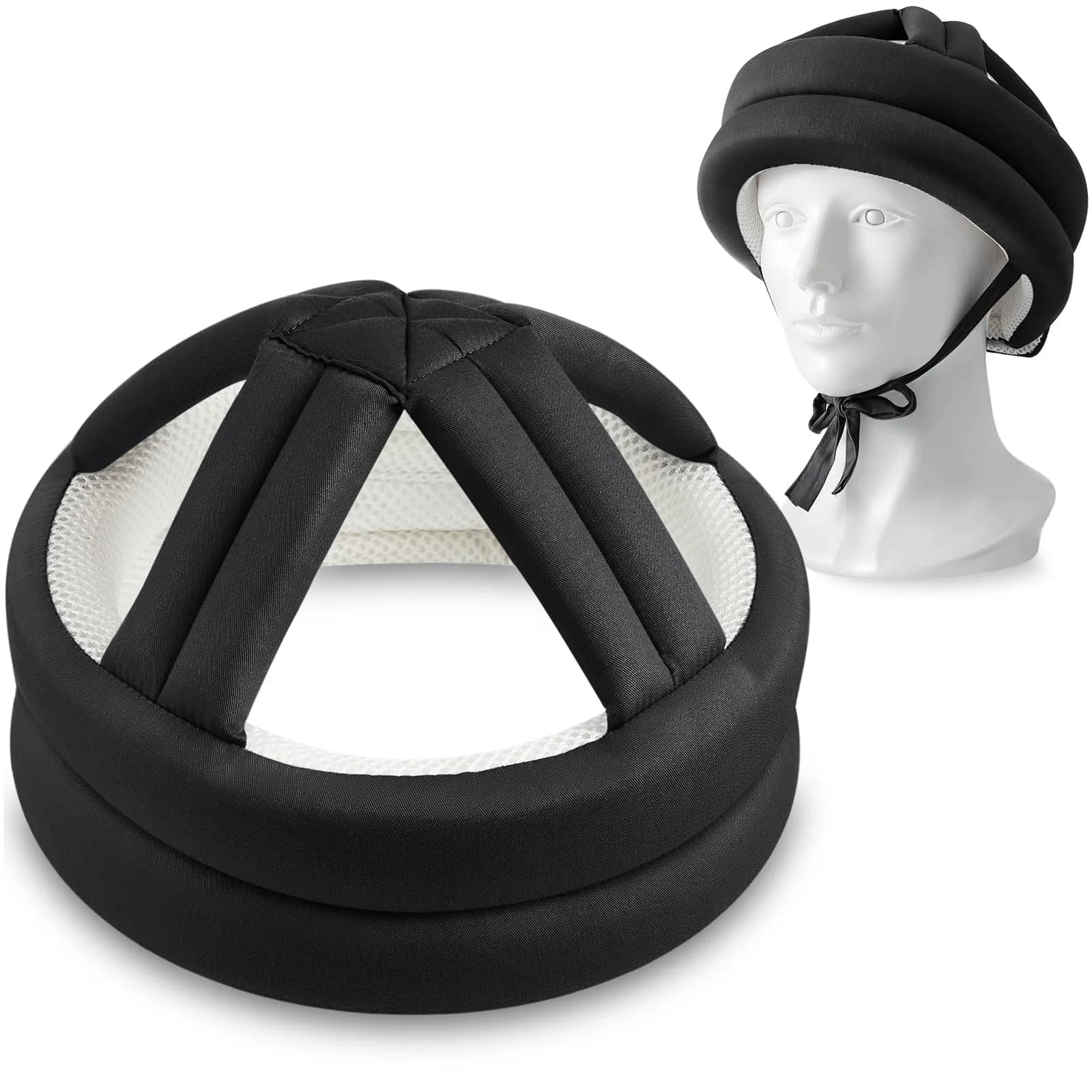 Woanger Black Elder Head Safety Helmet | Adjustable Fall Prevention Cap for Seniors (50-75 cm) - main product image