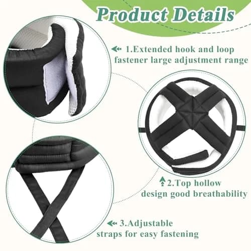 Woanger Black Elder Head Safety Helmet | Adjustable Fall Prevention Cap for Seniors (50-75 cm) thumbnail 4
