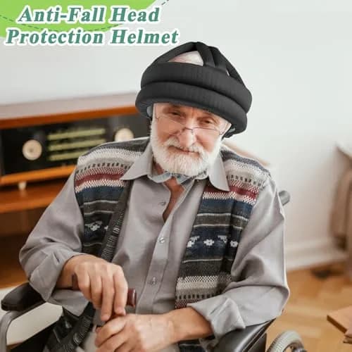 Woanger Black Elder Head Safety Helmet | Adjustable Fall Prevention Cap for Seniors (50-75 cm) thumbnail 6