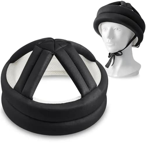 Woanger Black Elder Head Safety Helmet | Adjustable Fall Prevention Cap for Seniors (50-75 cm) thumbnail 1