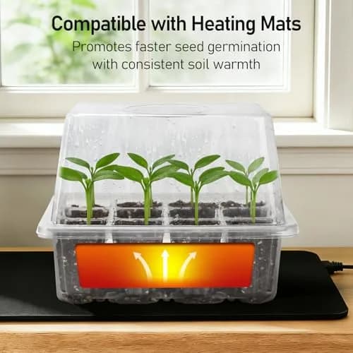 MIXC 10 Pack Seed Starter Tray with Elevated Dome, 120 Cells | 18.2cm (7.17in) x 15.7cm (6.18in) x 13cm (5.12in) thumbnail 6