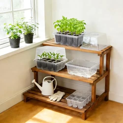 MIXC 10 Pack Seed Starter Tray with Elevated Dome, 120 Cells | 18.2cm (7.17in) x 15.7cm (6.18in) x 13cm (5.12in) thumbnail 7