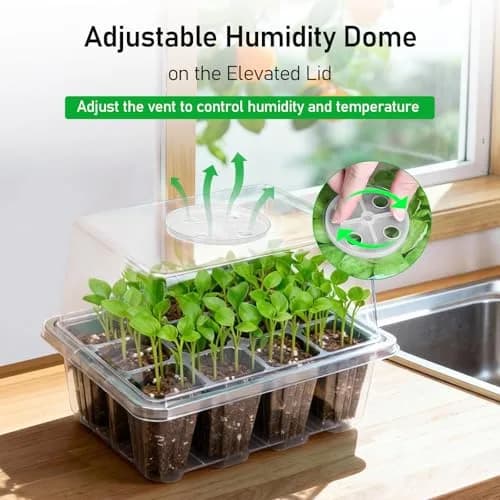 MIXC 10 Pack Seed Starter Tray with Elevated Dome, 120 Cells | 18.2cm (7.17in) x 15.7cm (6.18in) x 13cm (5.12in) thumbnail 3