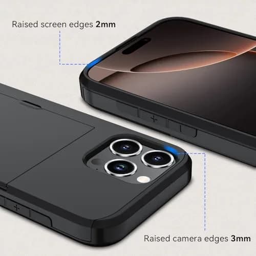 Qinmay Compatible with iPhone 16 Pro Case with Card Holder | Heavy Duty Shockproof Wallet Cover thumbnail 4