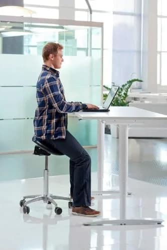 2xhome Ergonomic Saddle Stool | Backless Rolling Office Chair with Adjustable Height & Tilt, PU Leather, Foam Padding, Black with Wheels thumbnail 5