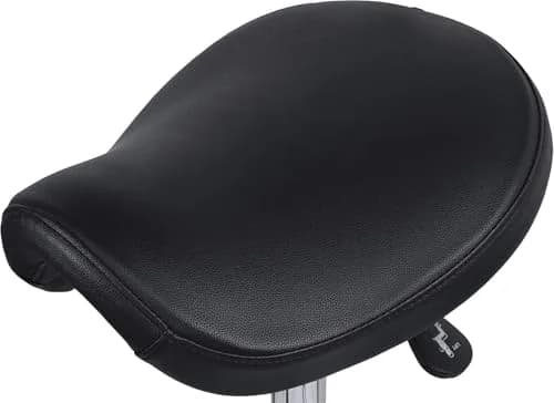 2xhome Ergonomic Saddle Stool | Backless Rolling Office Chair with Adjustable Height & Tilt, PU Leather, Foam Padding, Black with Wheels thumbnail 9