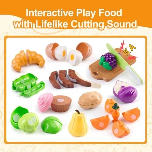 Funpynani 100-Piece Kitchen Playset with Apple Storage | Realistic Pretend Cooking Toy for Toddlers (White) thumbnail 5