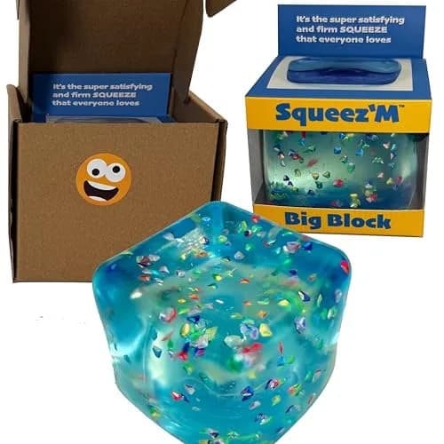 Squeez'M Big Block XL Glitter Cube Sensory Fidget Toy | ASTM Certified Non-Toxic Toy for Kids & Adults - main product image