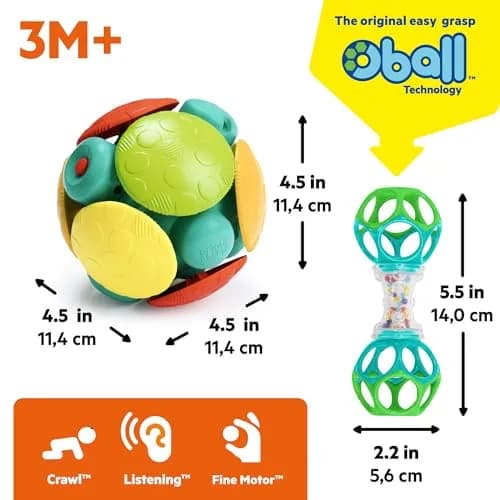 Bright Starts Wobble & Rattle Gift Set 2-Pack Baby Toys | BPA-Free, Hypoallergenic, Soft Cotton, Natural Ingredients thumbnail 7