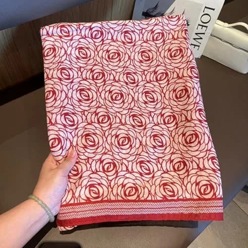 FairyCity Women's Oversized Soft Scarf Travel Shawl Wraps | Elegant Rose Pattern Linen, One Size thumbnail 4