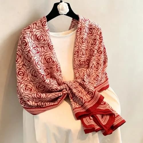 FairyCity Women's Oversized Soft Scarf Travel Shawl Wraps | Elegant Rose Pattern Linen, One Size thumbnail 7
