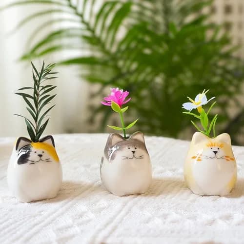MOUGIGI Mini Flower Vases – Unique Small Cat Vase – Cute Ceramic Bud Vases | Handcrafted Art for Home & Gift thumbnail 4