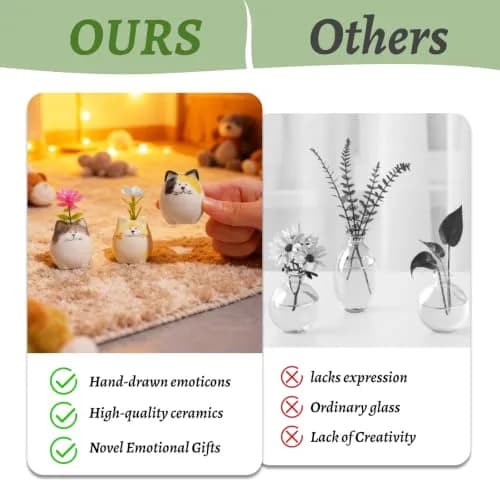 MOUGIGI Mini Flower Vases – Unique Small Cat Vase – Cute Ceramic Bud Vases | Handcrafted Art for Home & Gift thumbnail 6