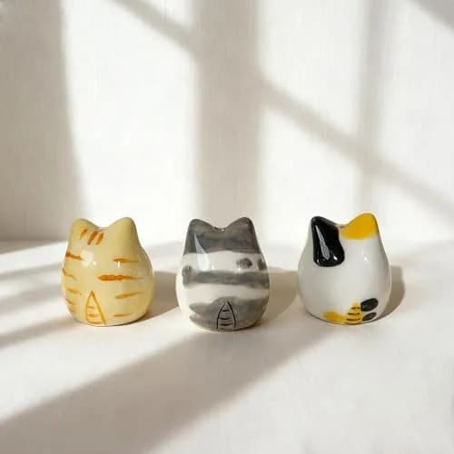 MOUGIGI Mini Flower Vases – Unique Small Cat Vase – Cute Ceramic Bud Vases | Handcrafted Art for Home & Gift thumbnail 9