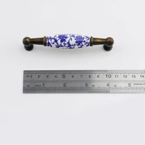 Mcredy Ceramic Cabinet Handles, Chinese-Style Blue White Porcelain, 4 Pcs | 96mm (3.78") Hole Distance thumbnail 4