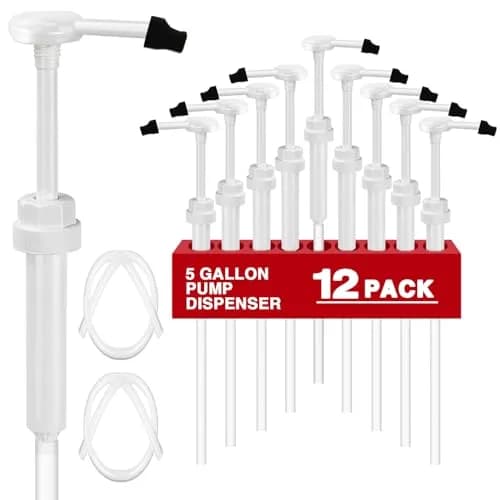 DupakSYS 12 Pack 1 oz Pump Dispenser for 5 Gallon Jugs with 50cm Extended Tube | Dispenses 30cc Per Press thumbnail 1