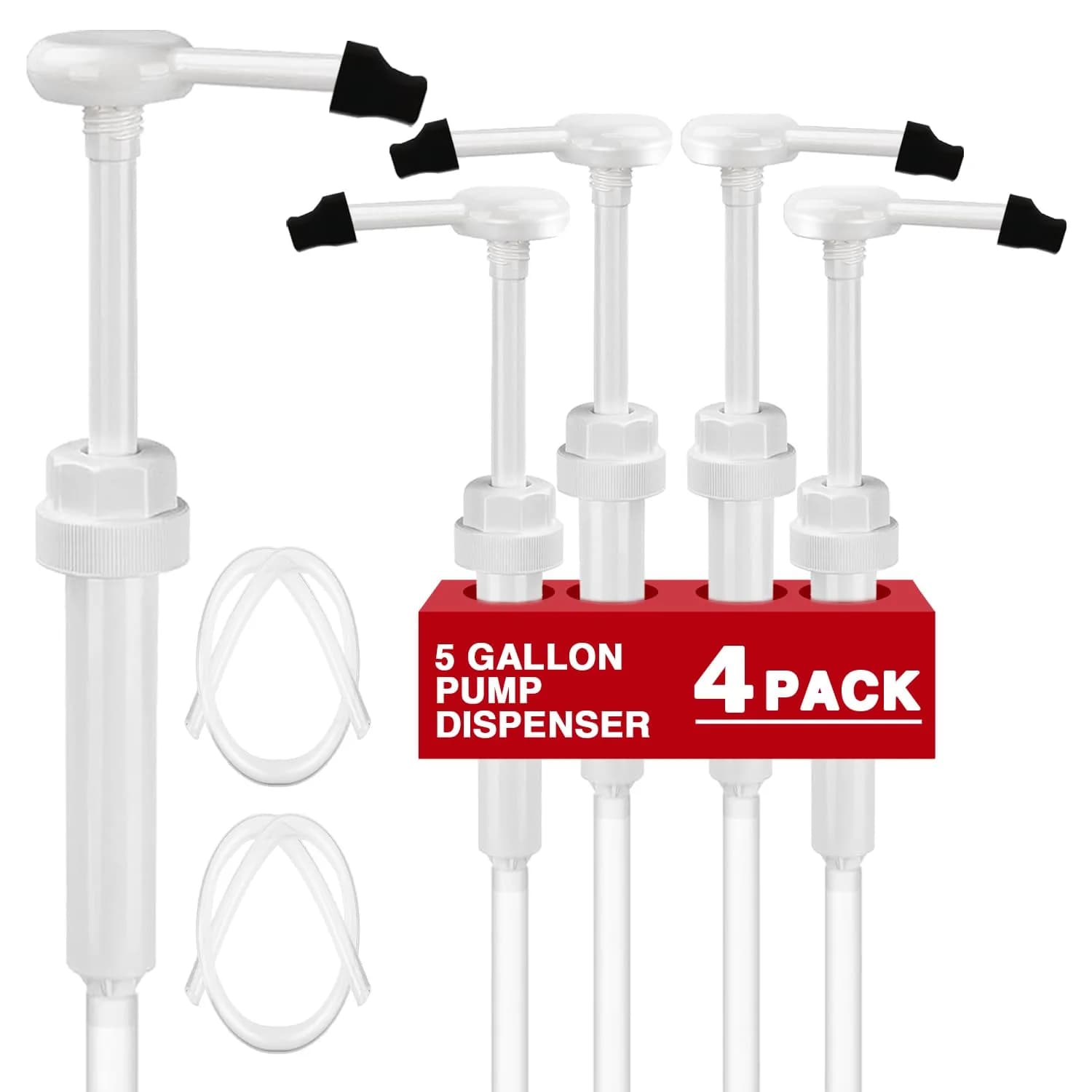 DupakSYS 4 Pack 1 oz Pump Dispenser with 50cm Extended Tube | Fits 5 Gallon Jugs