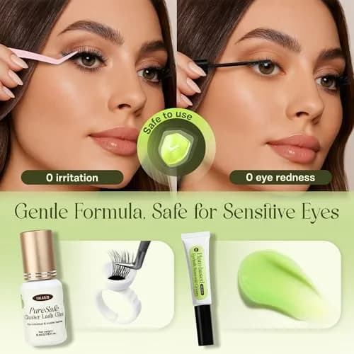 CALAILIS Lash Cluster Glue & Remover Kit | Fast Drying 2-3s, 4+ Weeks Hold, Waterproof, Aloe Vera Scent thumbnail 5