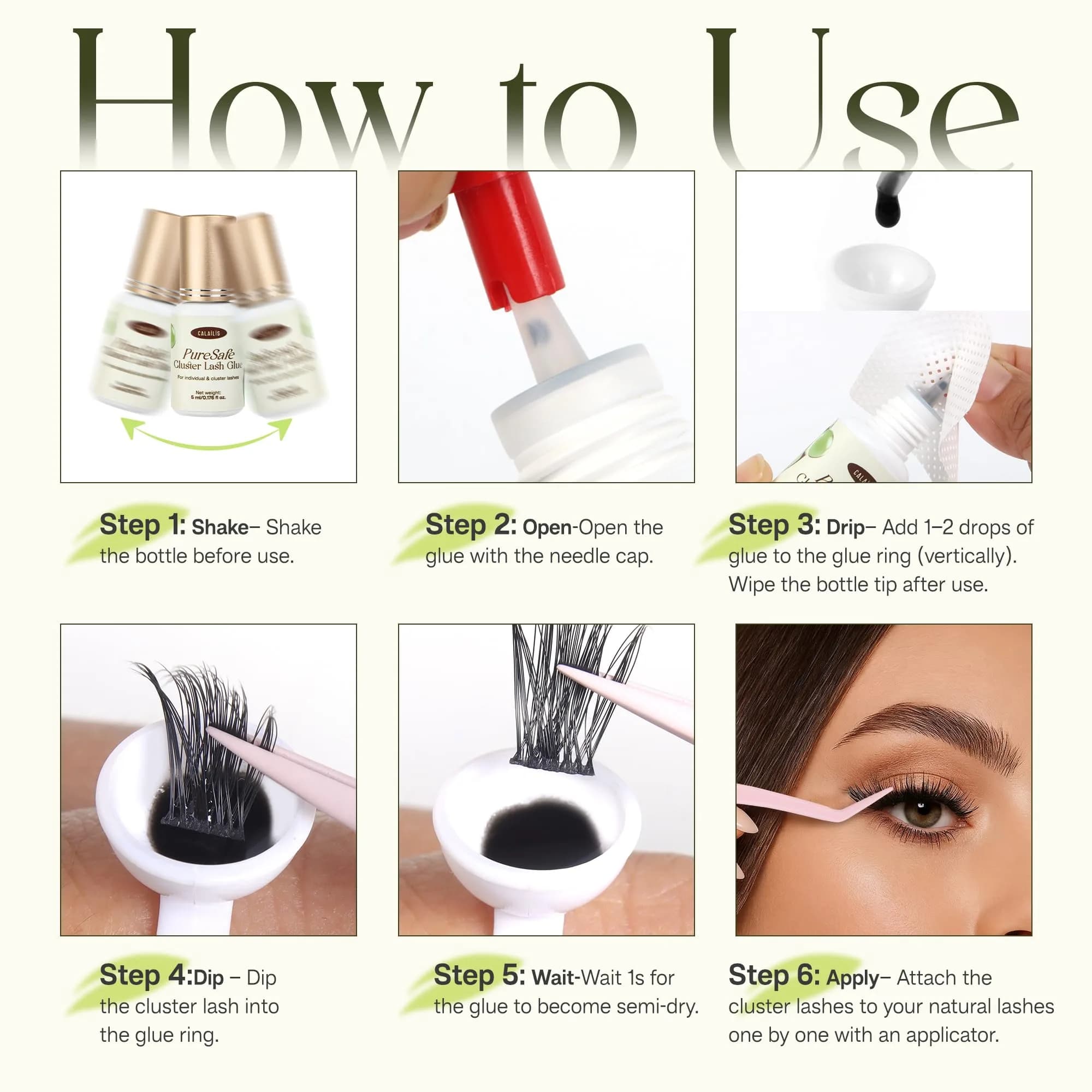 CALAILIS Lash Cluster Glue & Remover Kit | Fast Drying 2-3s, 4+ Weeks Hold, Waterproof, Aloe Vera Scent - view 6
