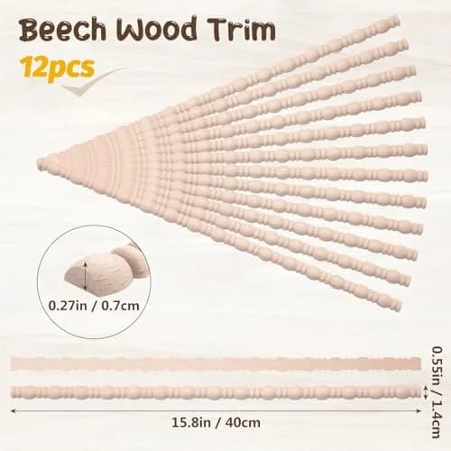 Coowayze Gourd Wood Trim Molding Decorative 12 PCS 40cm (15.8 inch) | Half Bead Design for Furniture & Walls thumbnail 3