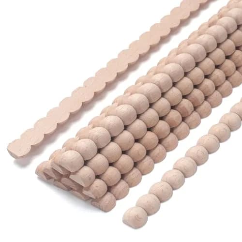 Coowayze Beaded Wood Trim Molding Decorative Strips, 12 PCS 40cm (15.8 inch) | Unfinished Beech Wood for Walls, Cabinets, Furniture thumbnail 1