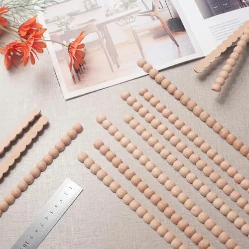 Coowayze Beaded Wood Trim Molding Decorative Strips, 12 PCS 40cm (15.8 inch) | Unfinished Beech Wood for Walls, Cabinets, Furniture thumbnail 2