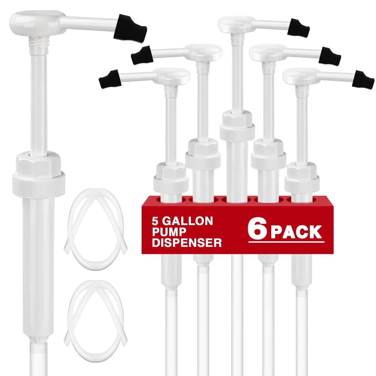 DupakSYS 6 Pack 1 oz Pump Dispenser with 50cm Extended Tube | Fits 5 Gallon Jugs