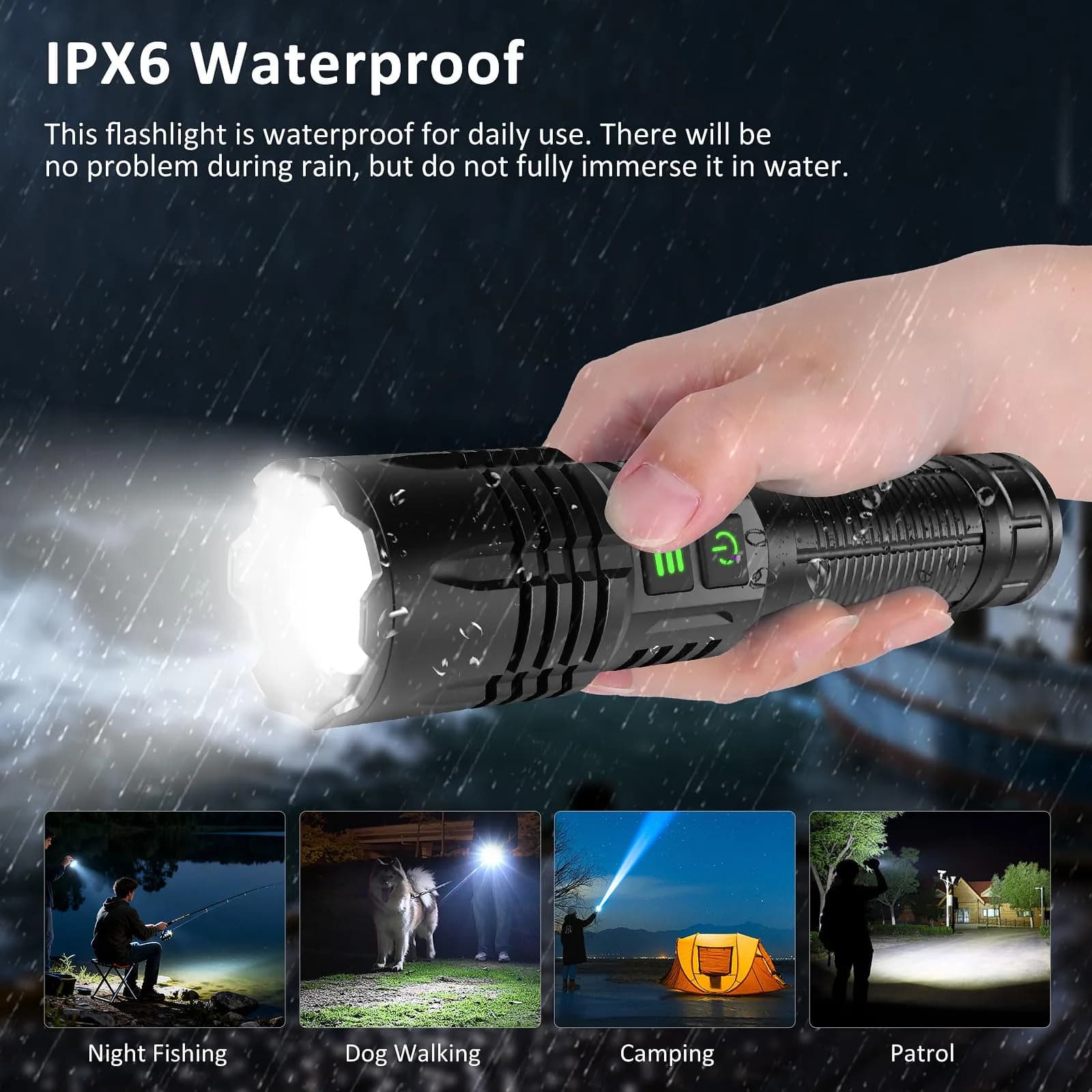 LUXNOVAQ 2-in-1 UV & LED Flashlight 30W, 19.2cm (7.56in) | Rechargeable, Zoomable, IPX6 Waterproof - view 7