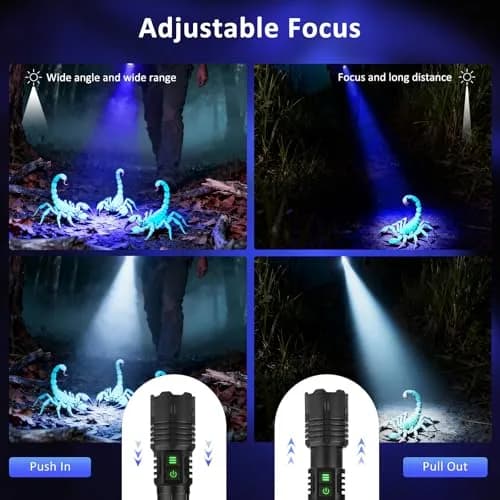 LUXNOVAQ 2-in-1 UV & LED Flashlight 30W, 19.2cm (7.56in) | Rechargeable, Zoomable, IPX6 Waterproof thumbnail 2